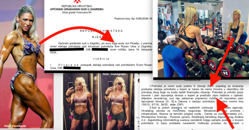 Osobni bankrot zatražila najjača Hrvatica i svjetska bodybuilder prvakinja, bivša zaručnica pobjednika 'Plesa sa zvijezdama', i to zbog golemog duga, sud otkrio imovinu a tvrdila da nema ništa